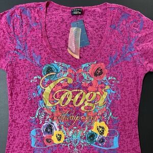 Vintage Coogi Graphic TShirt Women's L Y2K NWT Luxury Designer Dopamine
